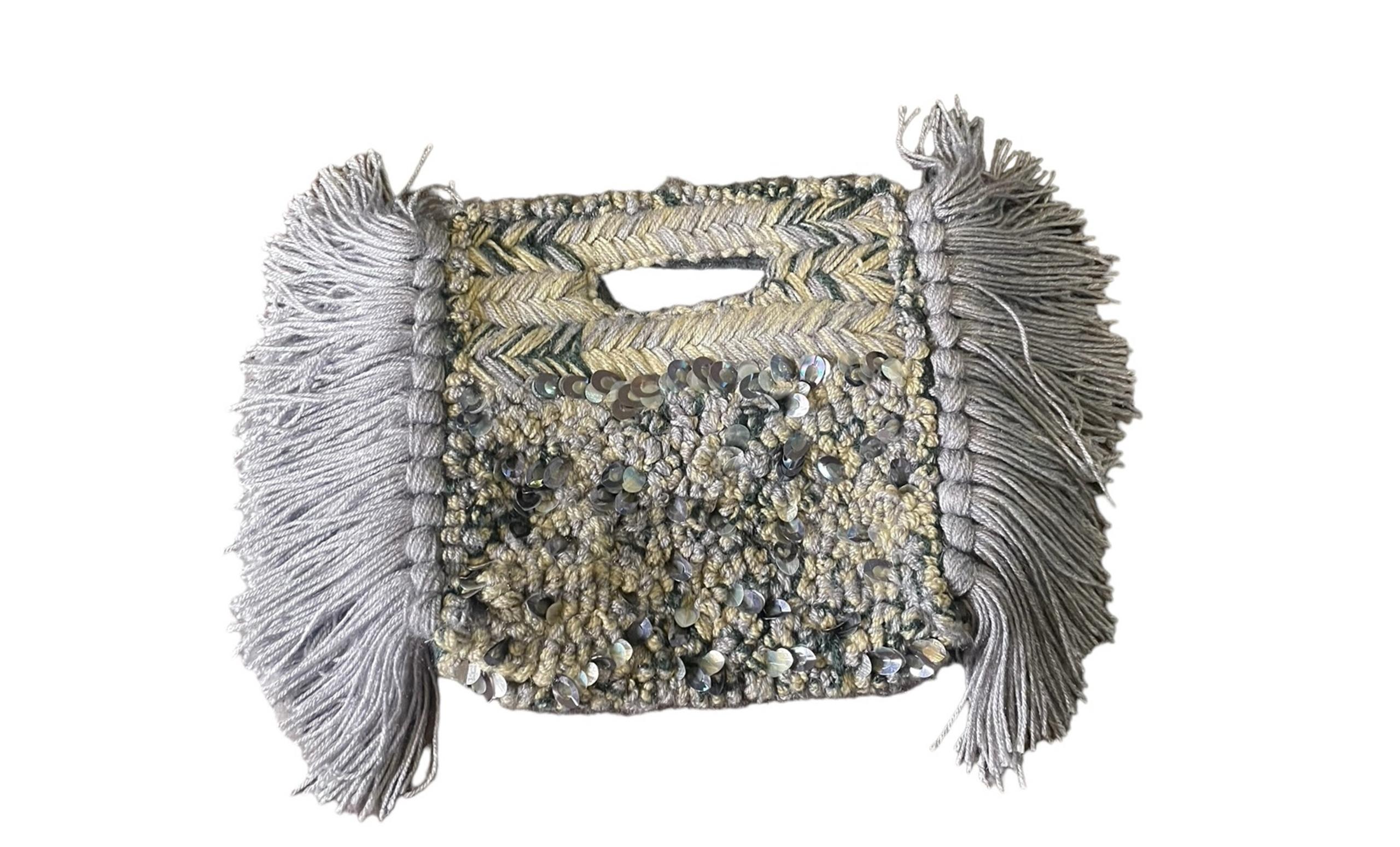 Anthropologie Milo Sequin Embellished Clutch  Blue gray color NWOT