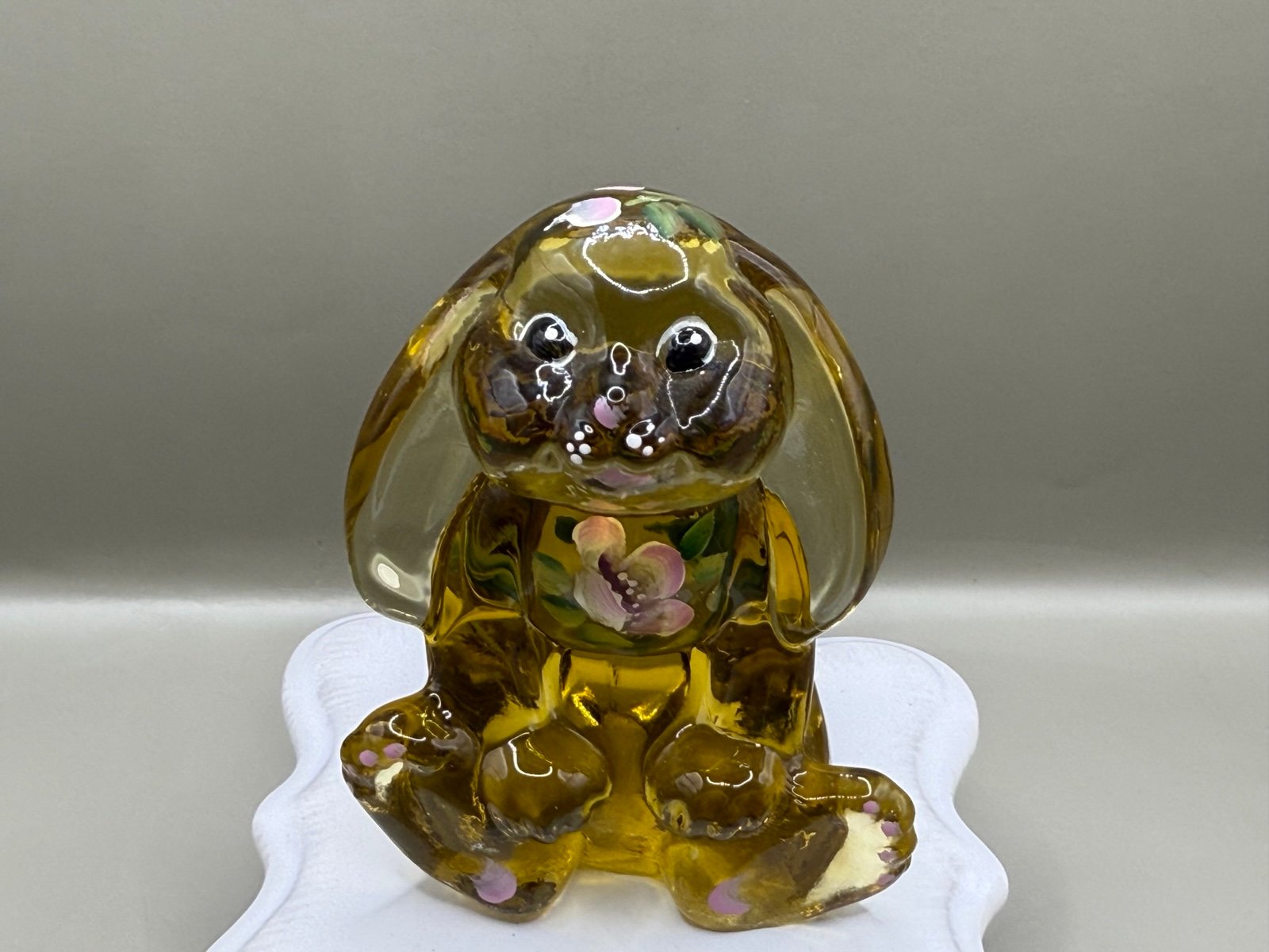 Fenton Lenox Glass Easter Bunny Autumn Gold Lop Eared Golden Rabbit Hp C Smith