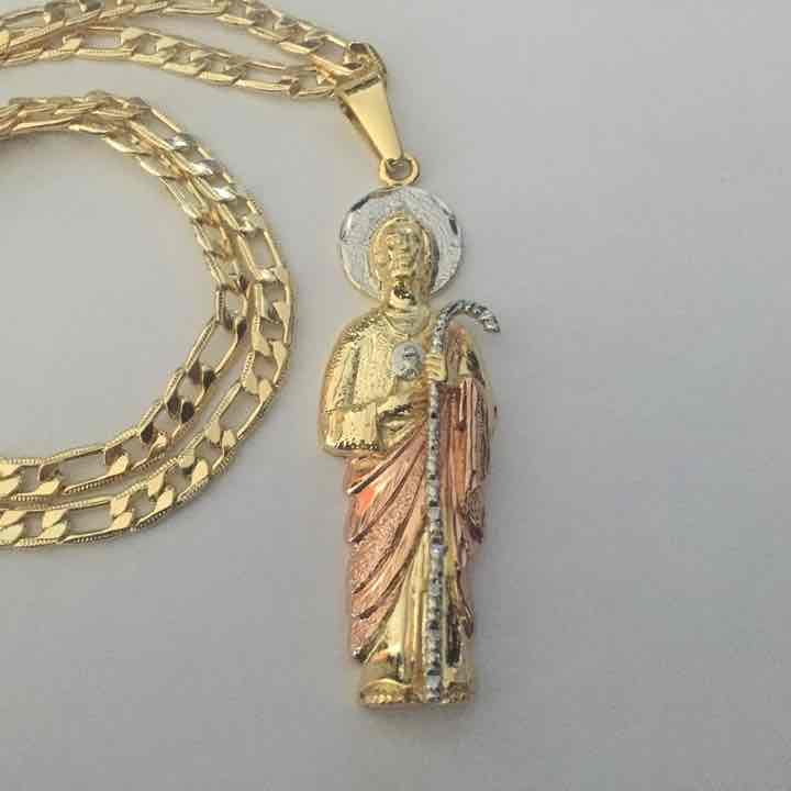 14K Gold St Jude Pendant and Necklace