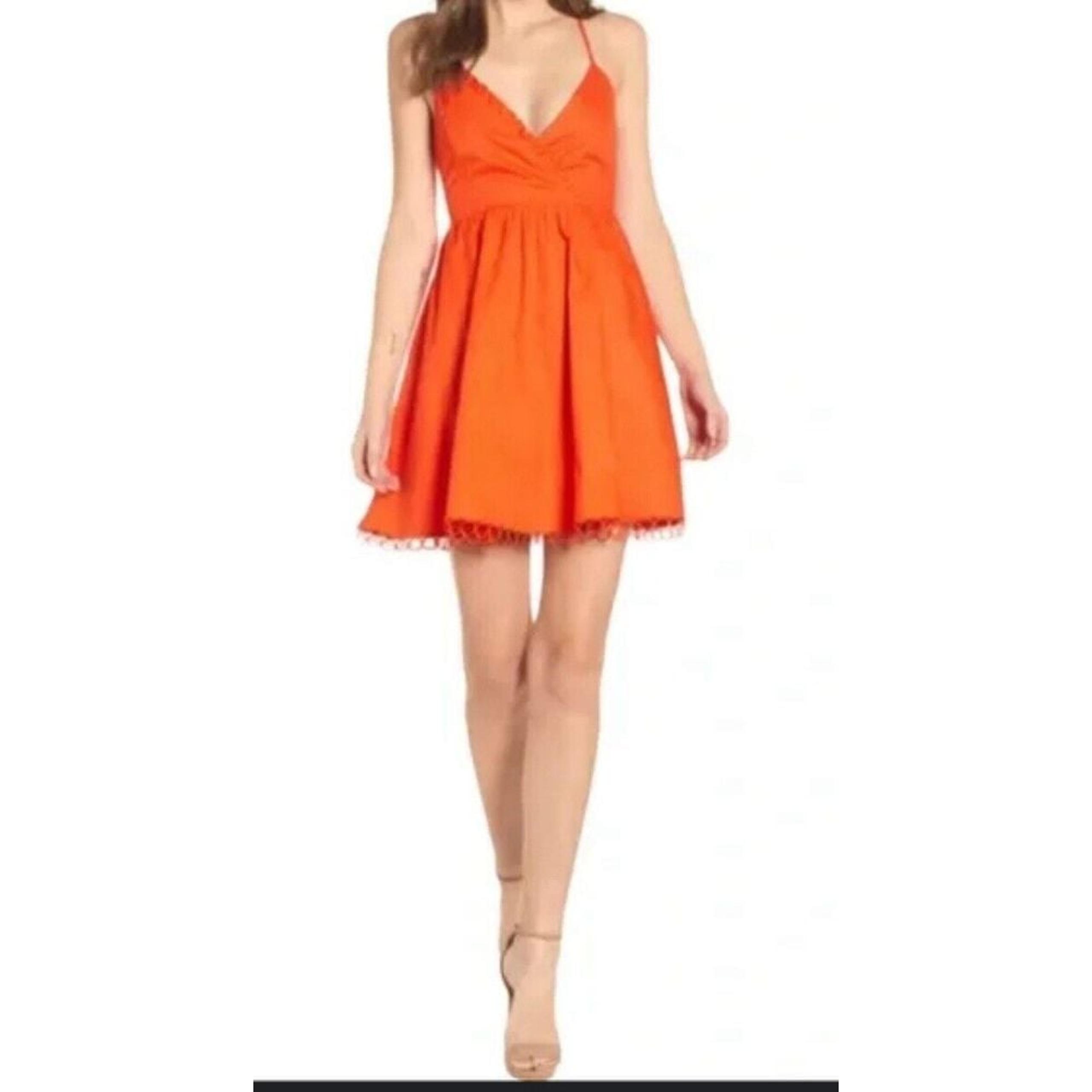 NWT Women's Endless Rose Orange Circle Hem Thin Strap Flare Skirt Dress SMALL