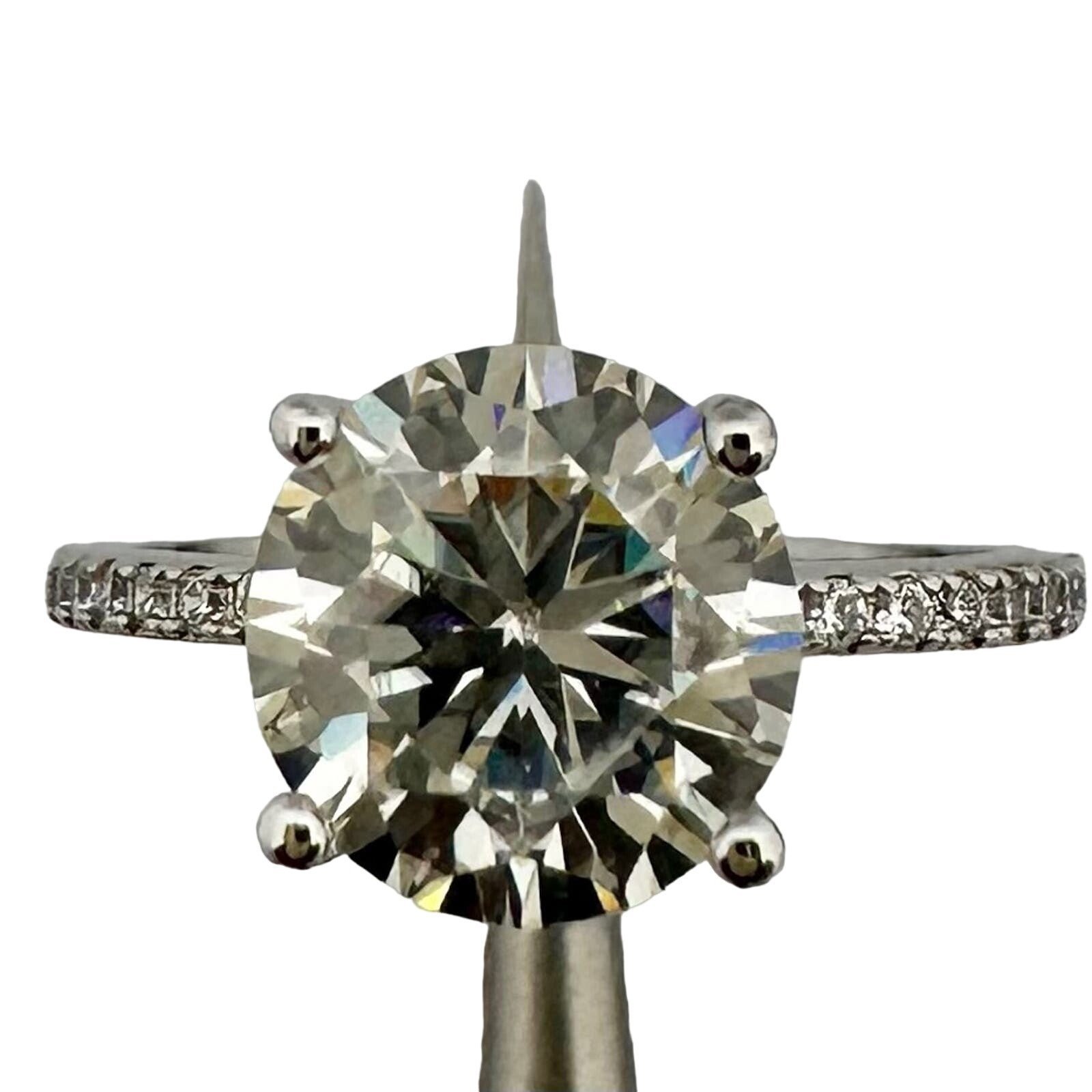 Round Cut Moissanite Diamond Engagement Ring 2 Ct Brilliant 18K Finish Size 6