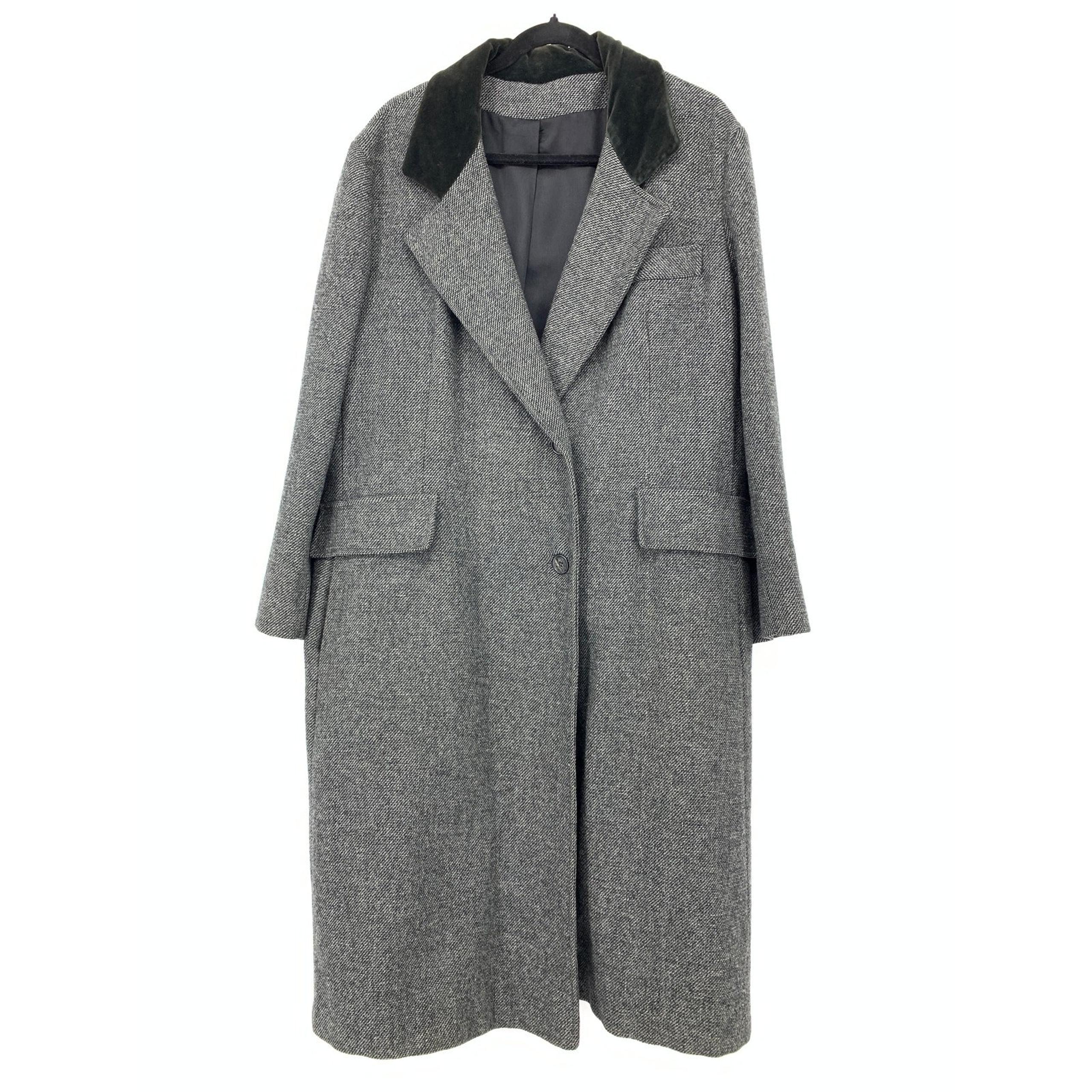 Vintage Unbranded Wool Trench Coat Tweed Womens Sz 18 Dark Gray