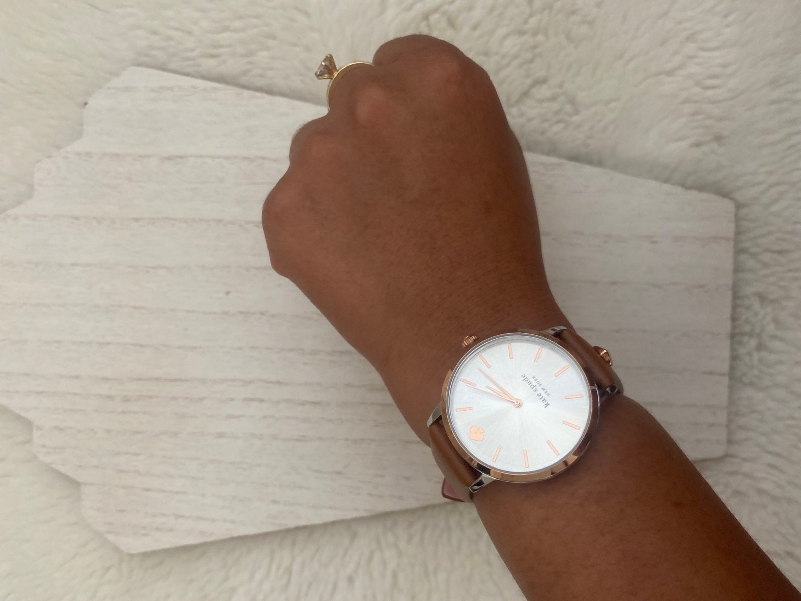 Spade Stud Brown Leather Watch