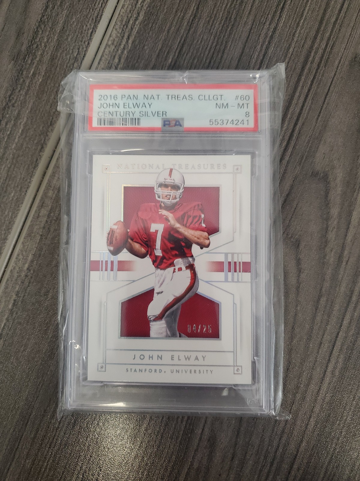 2016 panini national treasures john elway 4/25 PSA 8