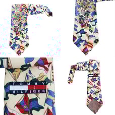 VTG Rare Tommy Hilfiger Tie Italian Silk USA Made Beautiful Flag Eagle Crest