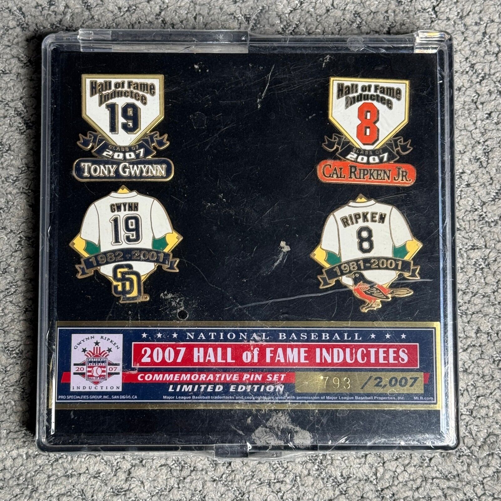 2007 Cal Ripken Tony Gwynn Hall of Fame Inductees Pin Set LIMITED EDITION NEW