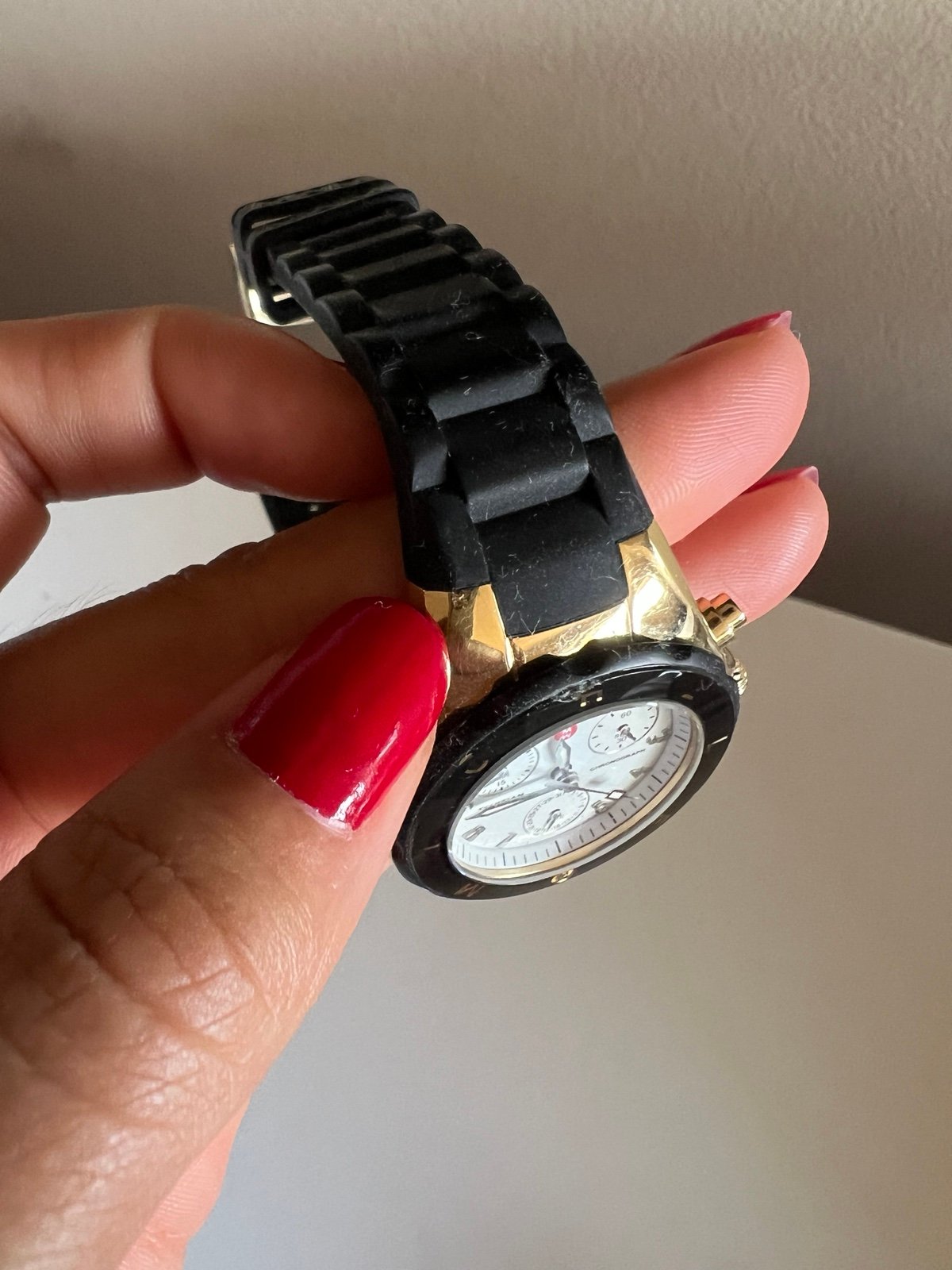 michele watch black and gold