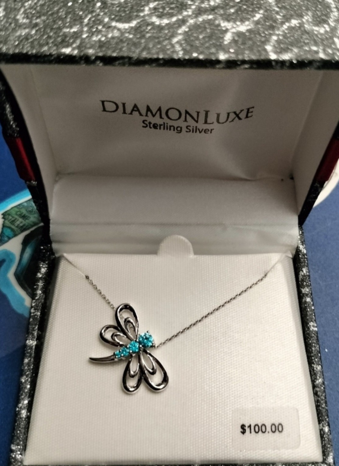 Sterling Silver Necklace and Dragonfly & Opal Pendant ♤