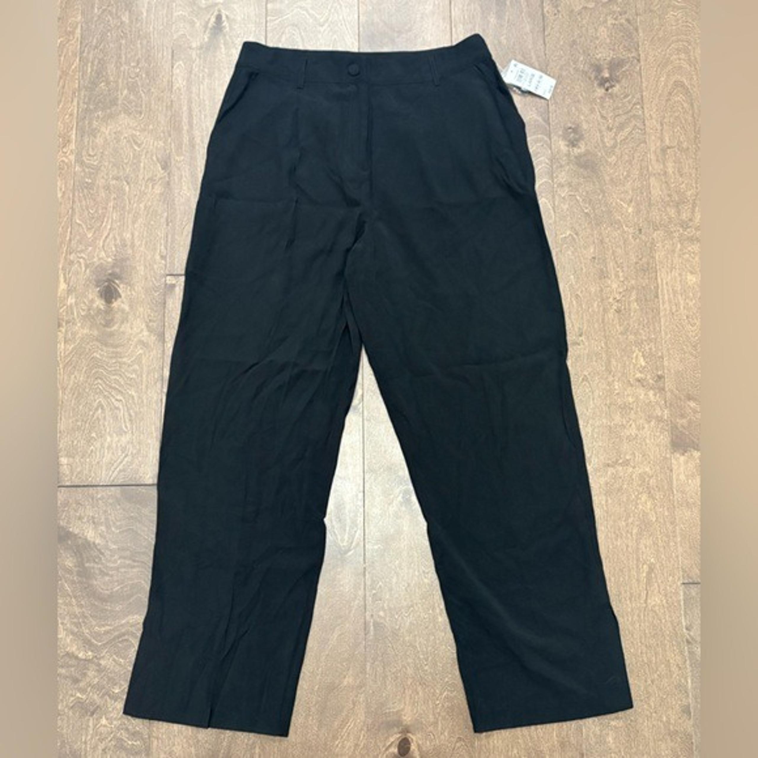 Bar III Women's Deep Black Slit Ankle High Rise Pants, Size Large