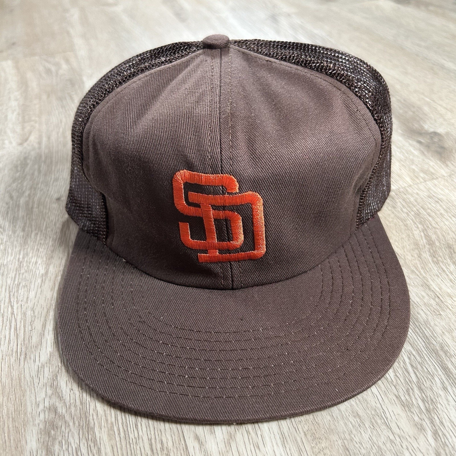 Vintage San Diego Padres Hat Snapback MLB Baseball Twins Brown Trucker Cap