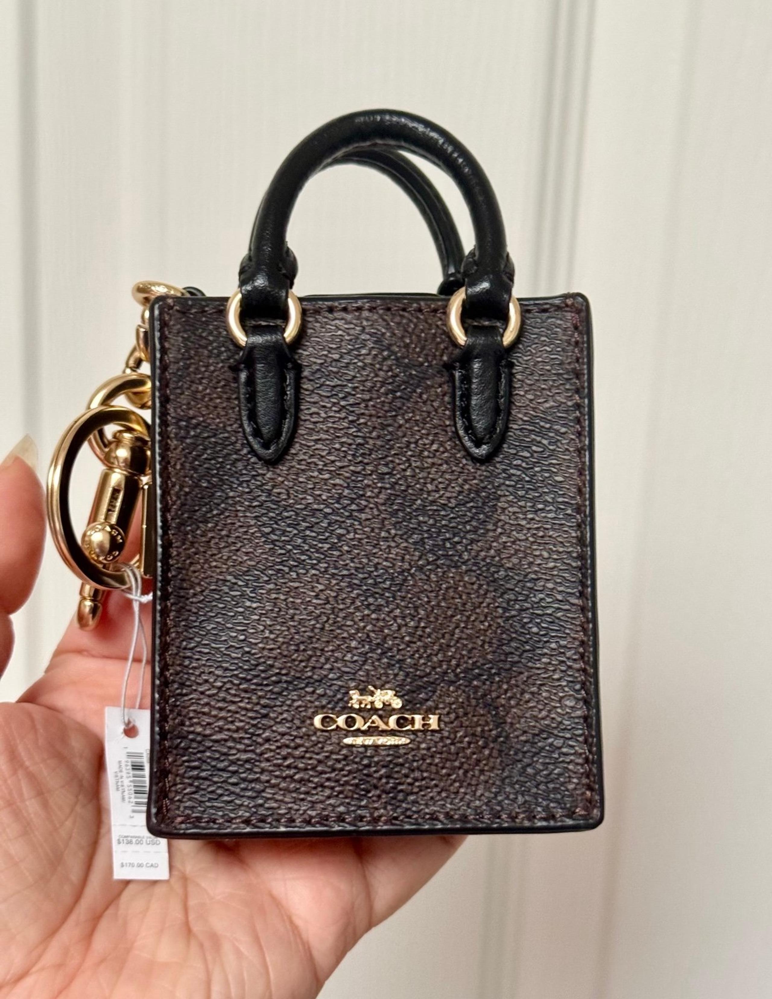 NWT Coach North South Mini Tote Leather Bag Charm Keychain