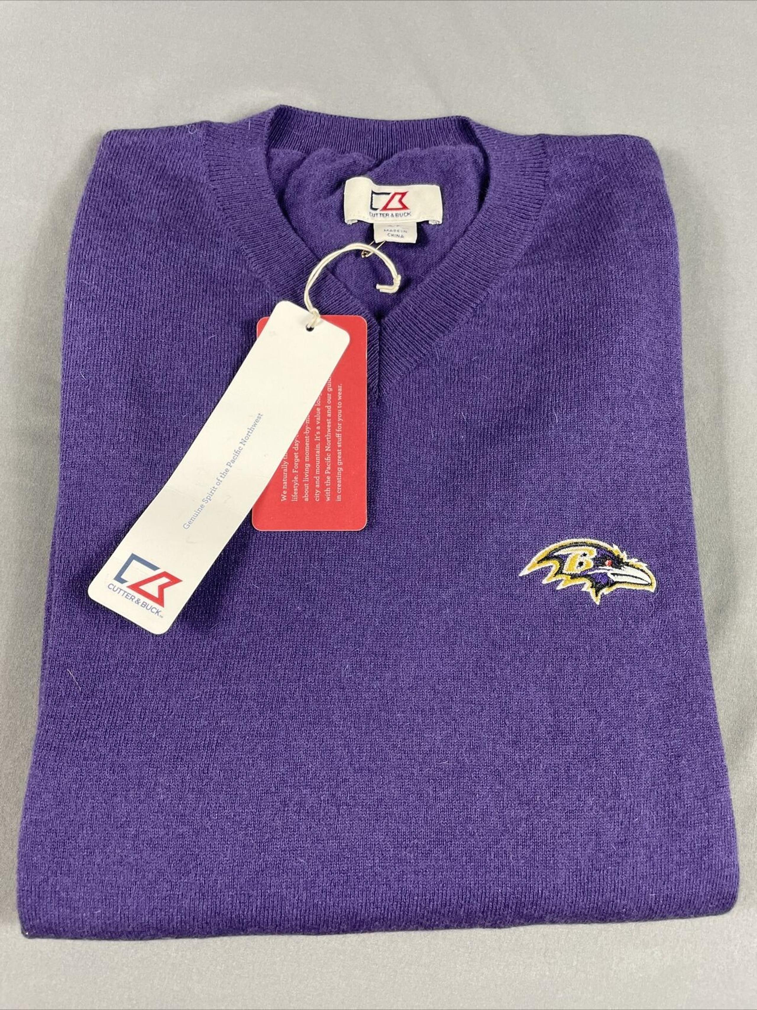 Cutter & Buck Golf Sweater Baltimore Ravens Wool V-Neck Small Purple MSRP $120