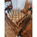 Vintage Hand Carved Malachite Stone Chess Set Spaniards & Aztec, Complete Rare
