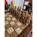 Vintage Hand Carved Malachite Stone Chess Set Spaniards & Aztec, Complete Rare