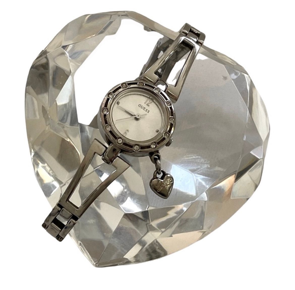 GUESS Silver Tone Petite Crystal Watch Stainless Steel Women's Watch