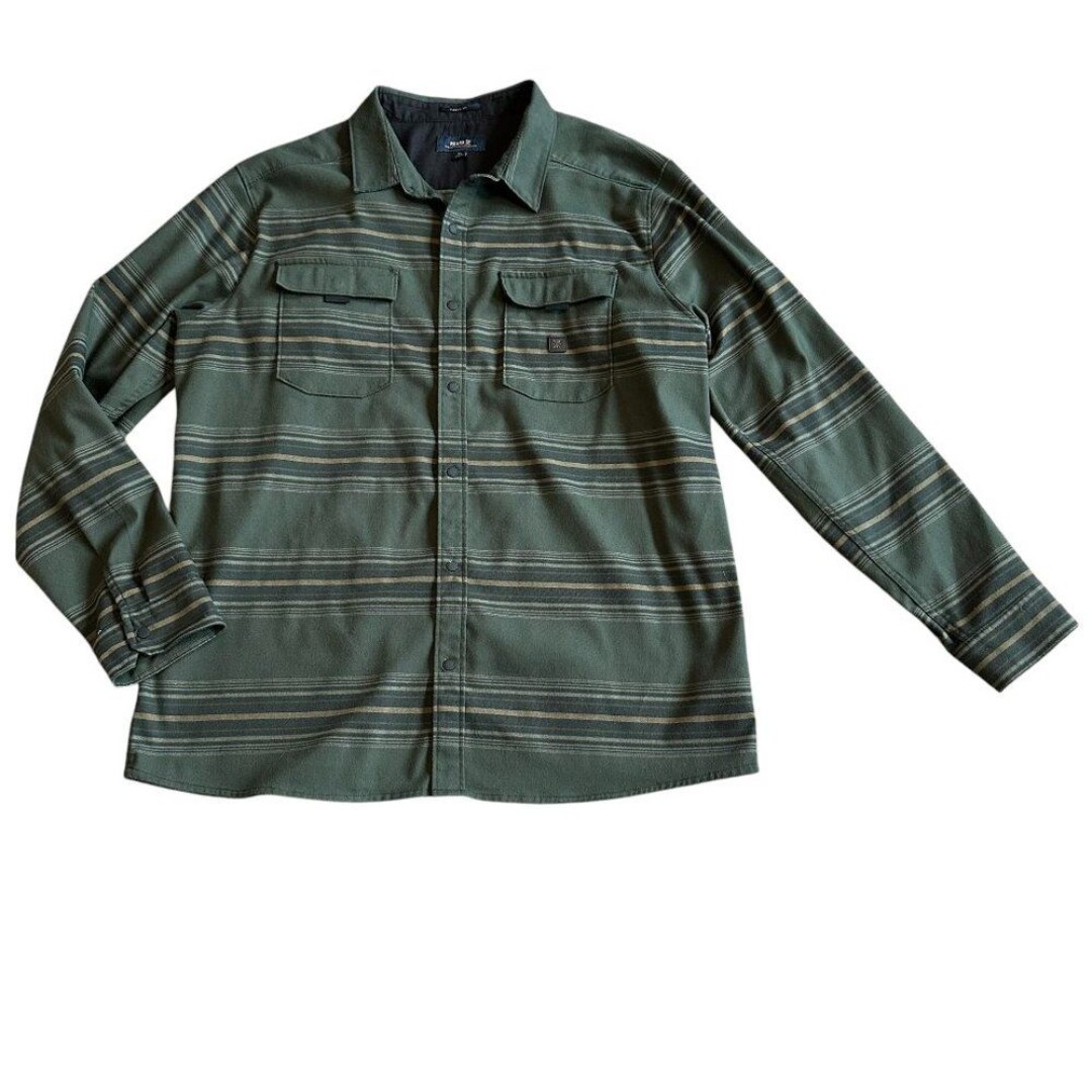 Roark Button-Down Long Sleeve Shirt Revival Diablo Flannel Green Stripe Size XL