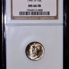 1941-D MERCURY DIME FULL BANDS NGC CERTIFIED MS 66 FB DEEP FROSTY WHITE