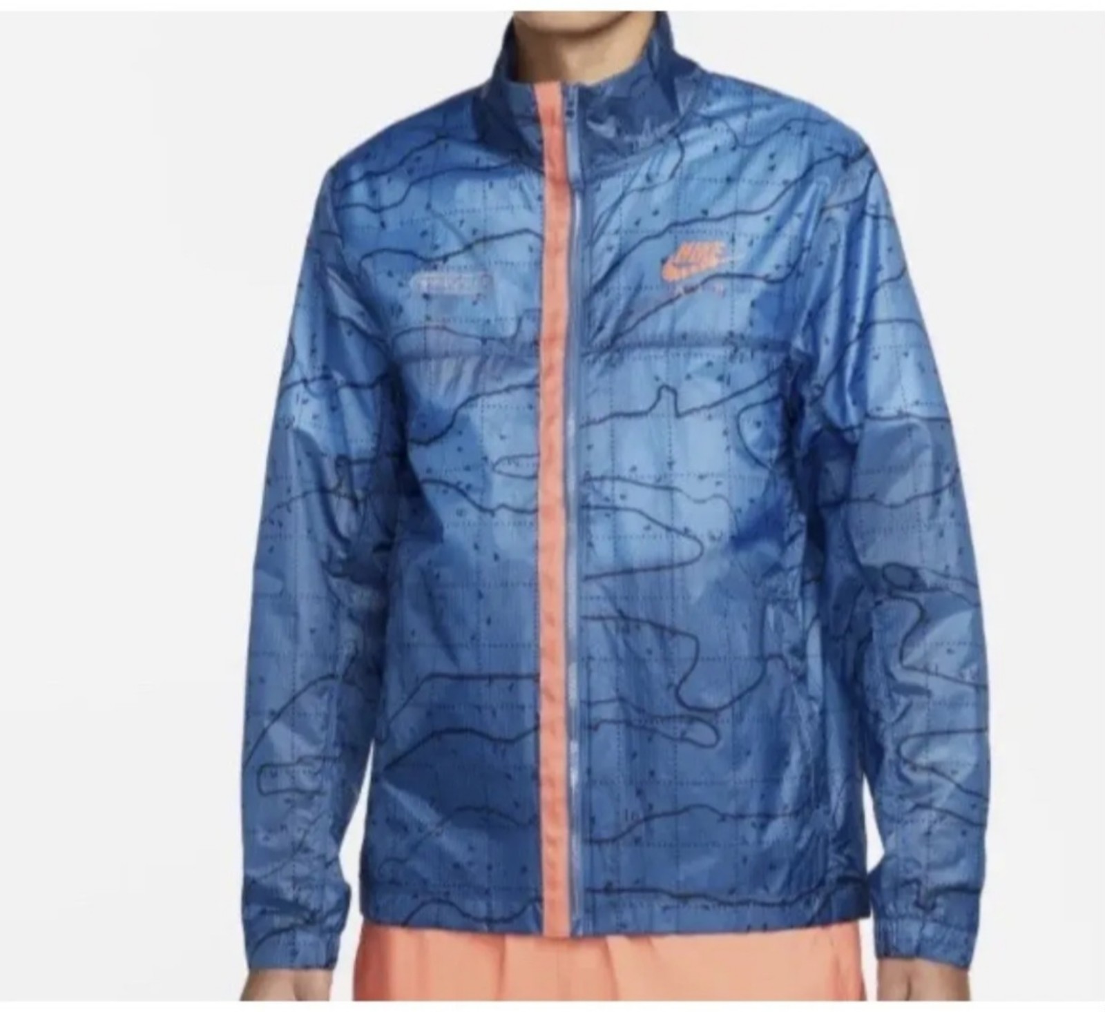 Nike Air Jacket Mens SZ S Water Resistant Lightweight Full Zip Marina Blue