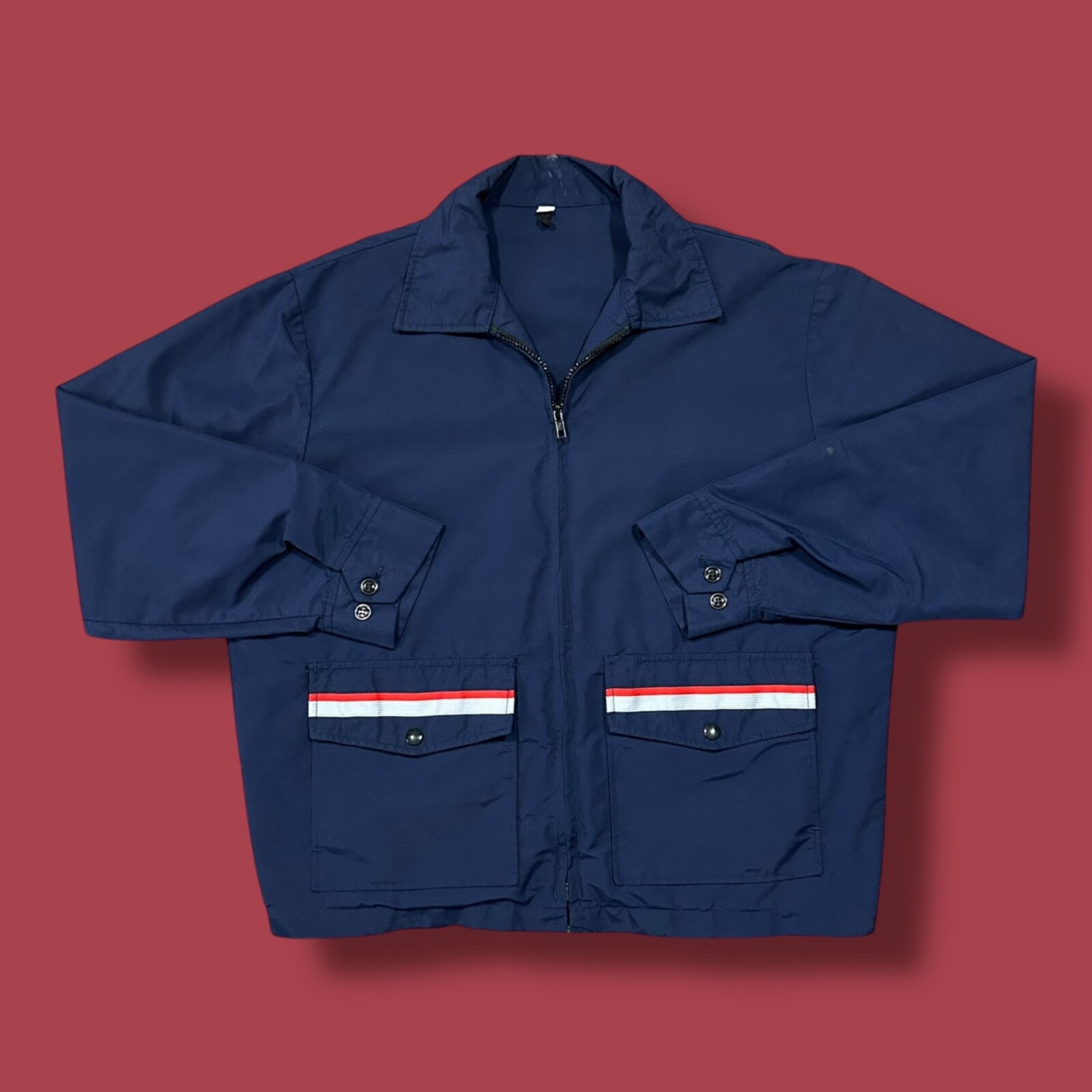 Vintage Windbreaker Postal Service Jacket Carrier 90s Full Zip Nylon Navy Blue