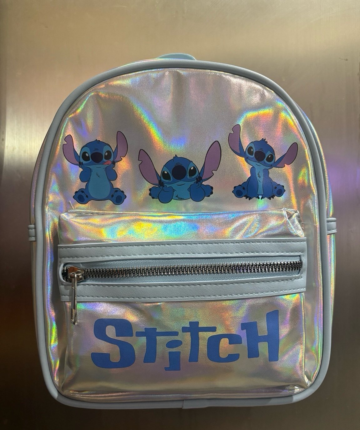 Holographic Silver Rainbow Stitch Backpack Officially Licensed Disney Item