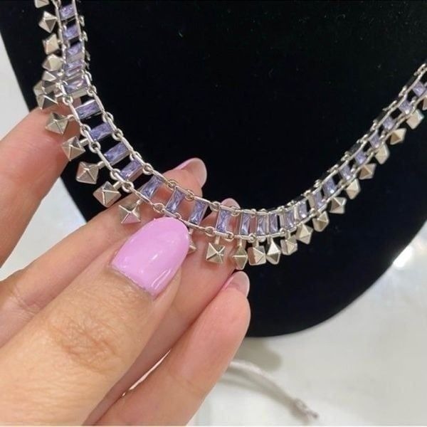 NWT Kendra Scott square stud and lilac crystal necklace