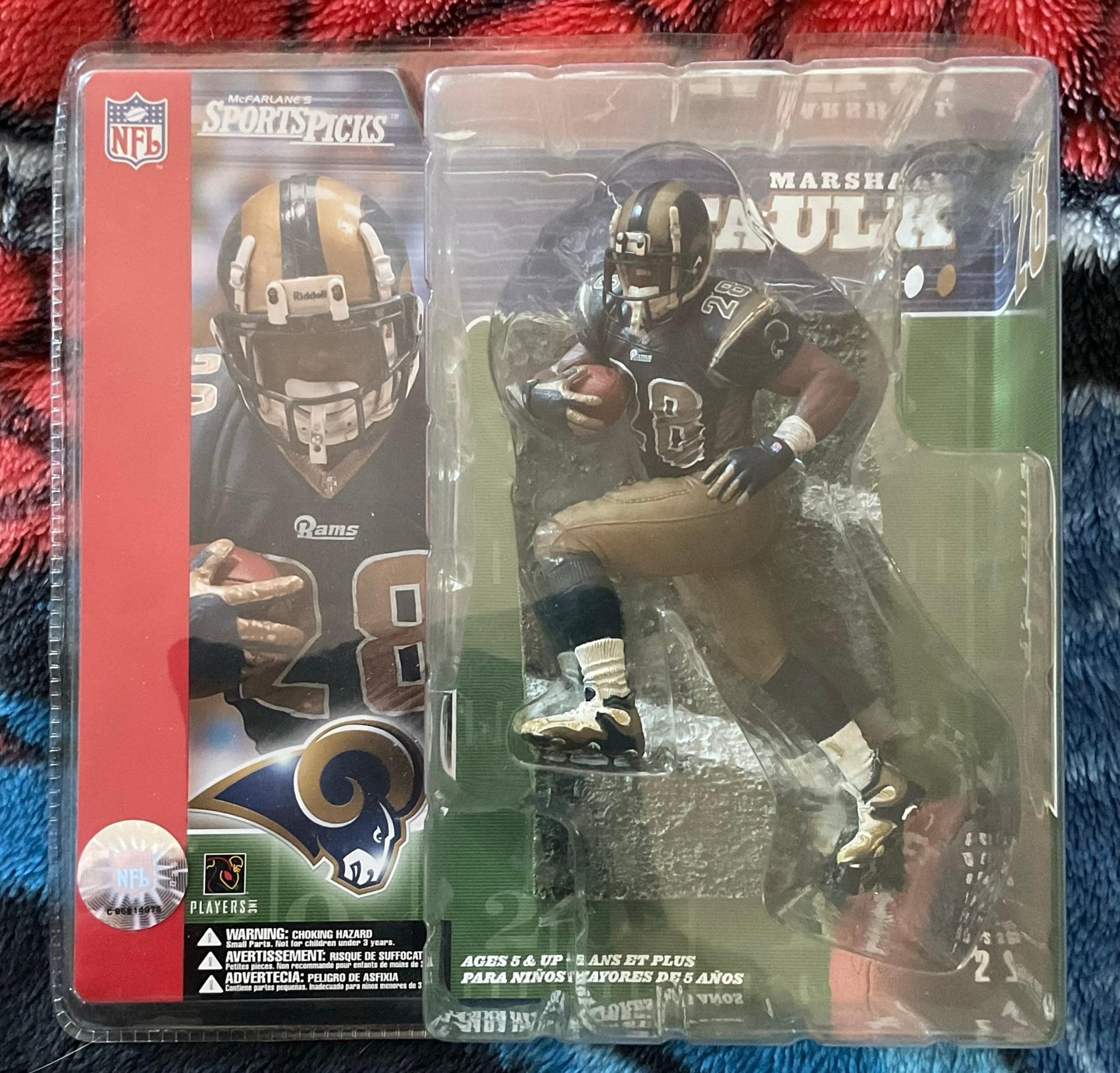 2001 McFarlane NFL Marshall Faulk Rams figure Dirty Socks Variant Series 2