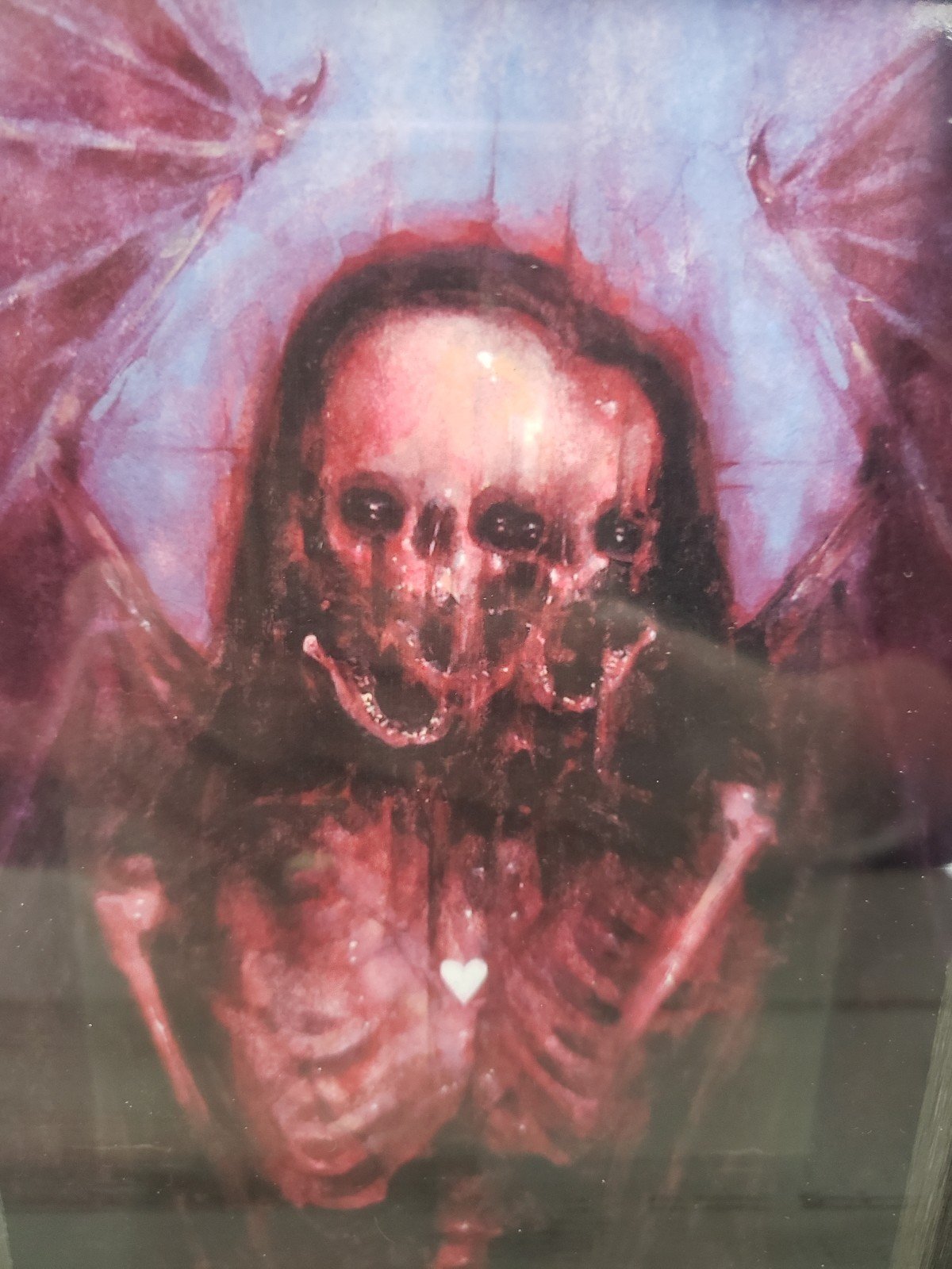 Skull framed picture unique goth wall art Halloween home decor gothic haunted