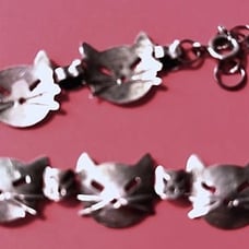 Unique CATS faces 925 Silver bracelet.
