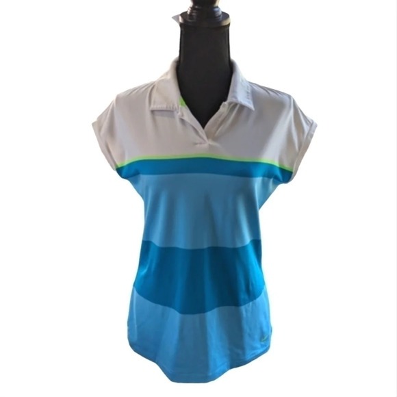 Nike Women's Sunset Stripe Dry-Fit Cap Sleeve Golf Polo Shirt Size M