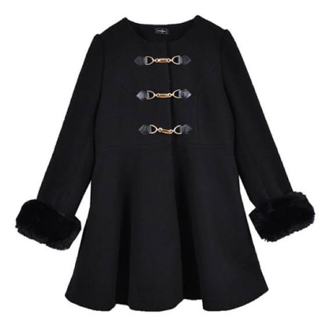 Evelyn Bitted Flare Coat Black