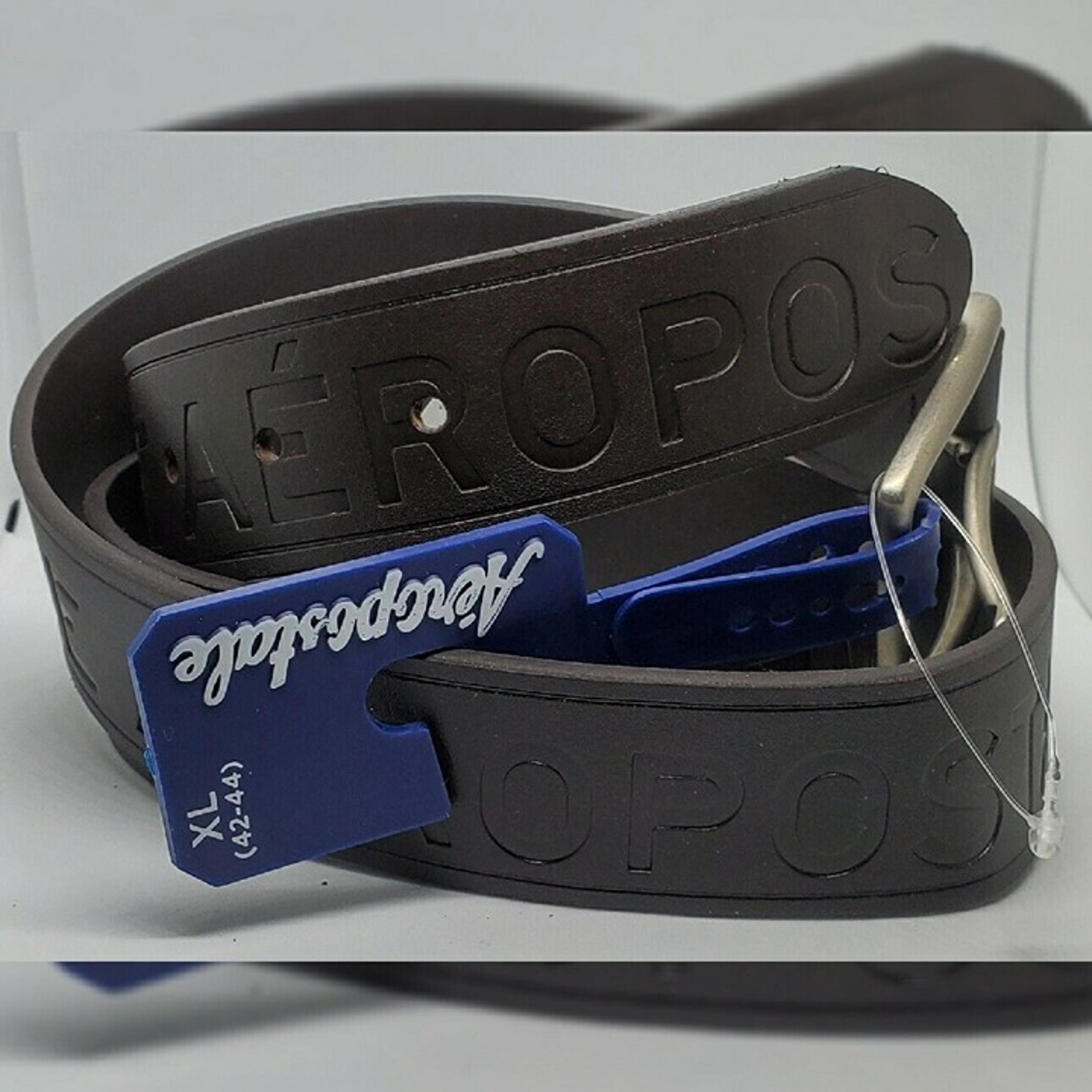 AEROPOSTALE BELTS MEN'S ADJUSTABLE REPEAT LOGO PRINTED SIZE XL(42-44) BROWN - Aéropostale