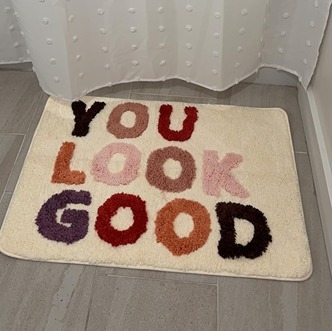 You Look Good Bath Mat Cute Beige Bathroom Rugs Funny Colorful Rug, 22x32 inch