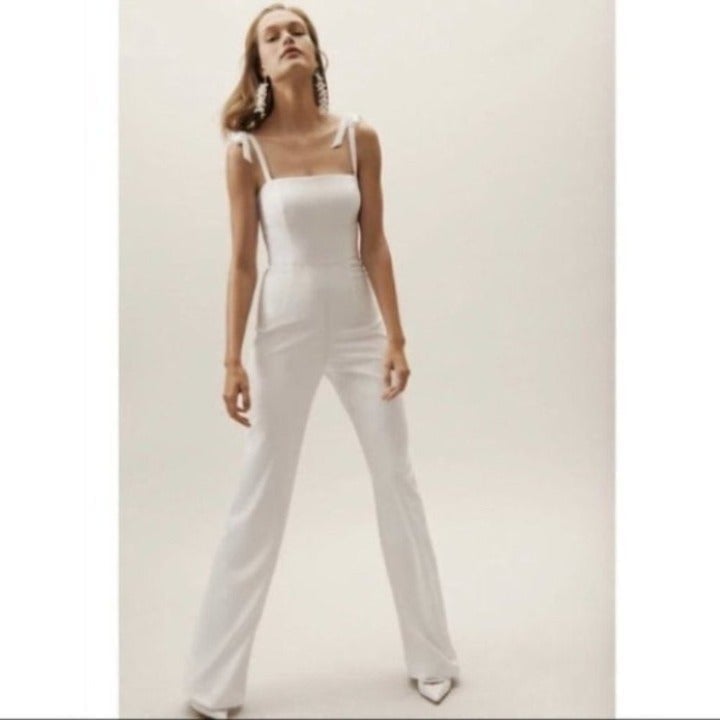 NWT BHLDN Theia Trinity White Jumpsuit wedding bride cocktail wide leg