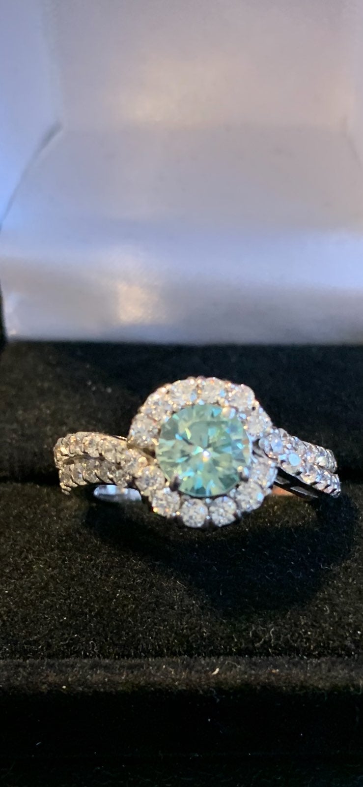 1.50ct Vivid Blue/Green Round Moissanite