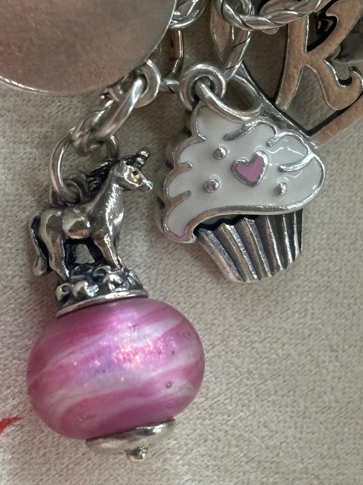 James Avery retired unicorn art glass finial charm