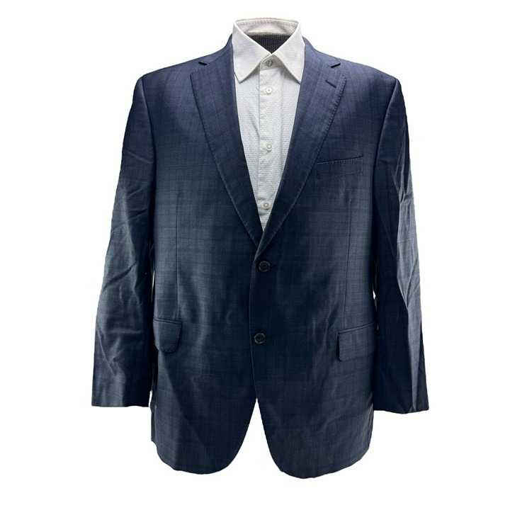 Daniel Cremieux Blue Check Loro Piana Super 130 Wool 2 Button 1 Vent Blazer 46R