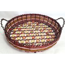 VTG Wire Basket Woven Bead Thread Acrylic Beads Bottom Breads Fruits Basket