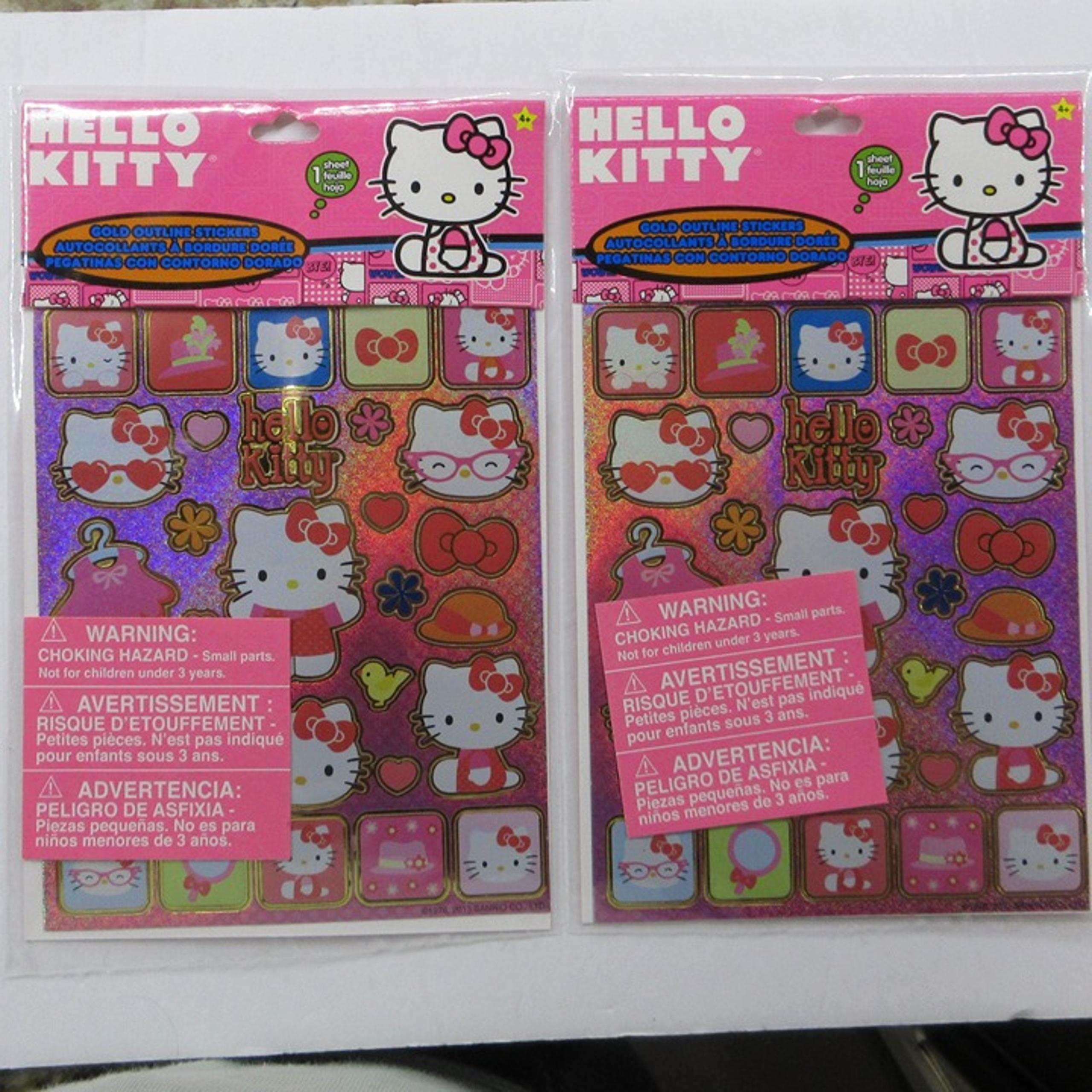 Sanrio Hello Kitty Stickers Gold Outline #45172 Lot of 2 NEW SEALED 2013