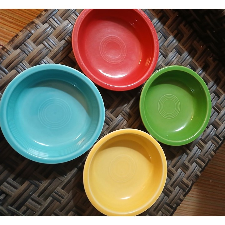 Vintage Fiesta Ware HLC USA Bowls Turquoise Red Green Yellow Art Deco Table Top