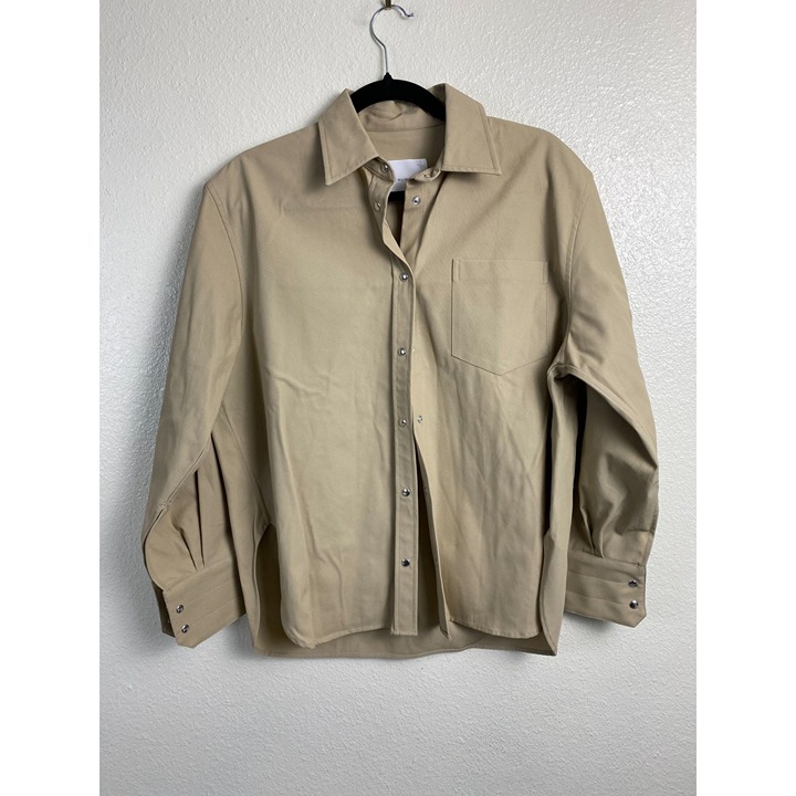Maria McManus Organic Cotton Beige Oversize Long Sleeve Shirt Size Small Neutral