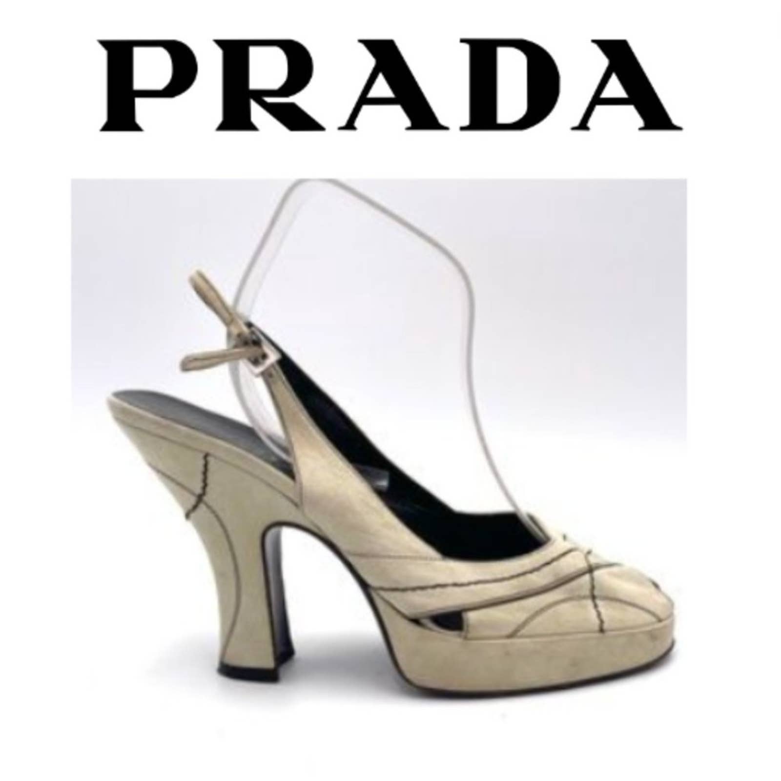Vintage - Prada suede peeptoe spoonheel sandals size 38.5 EU / 8-8.5 US