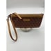 Vintage Dooney Bourke Sign 1975 Jacquard /Leather Wristlet Burgundy/Tan Color