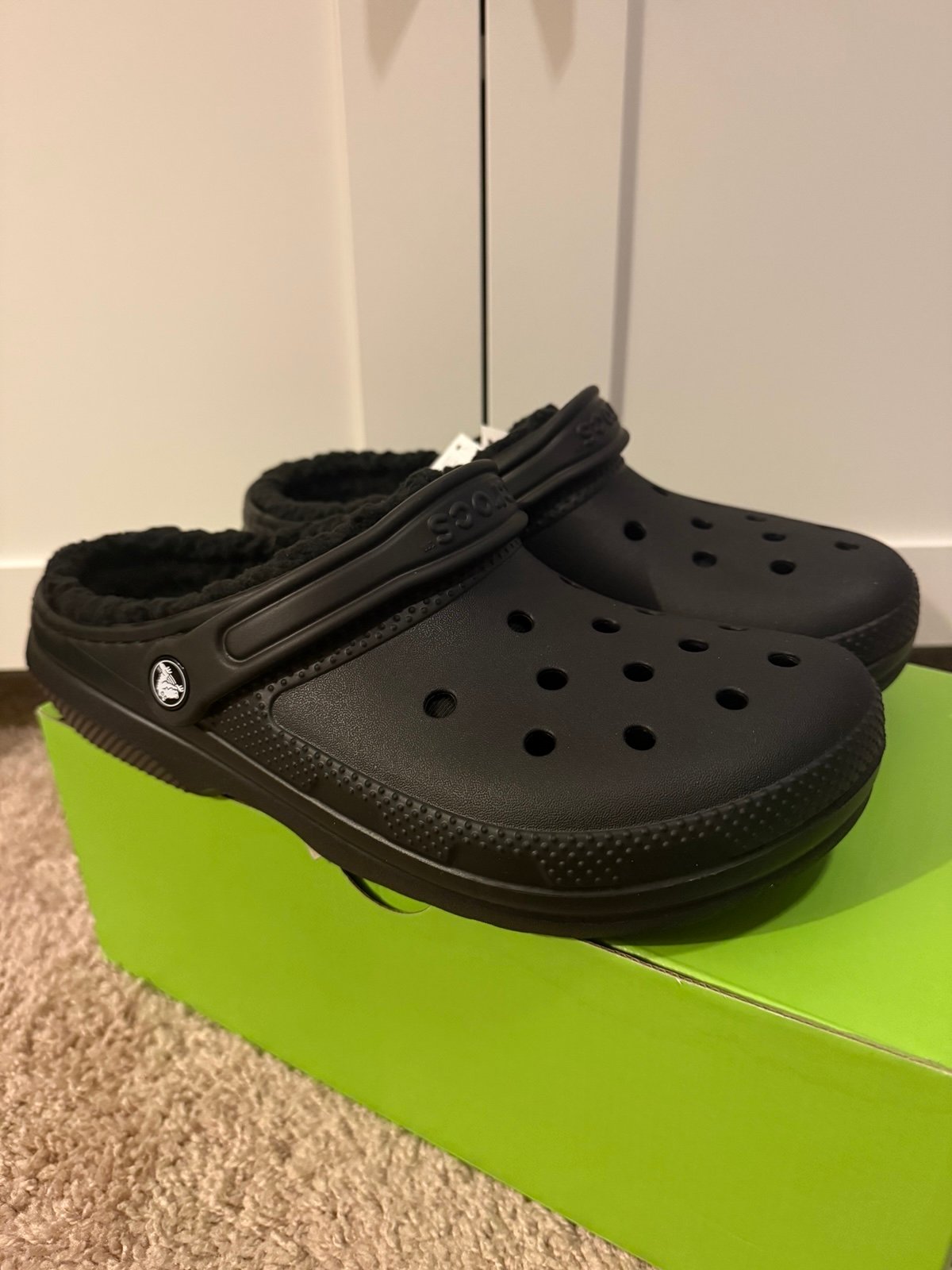 Men’s Crocs Fleece Lined Black Clogs Sandals Shoes