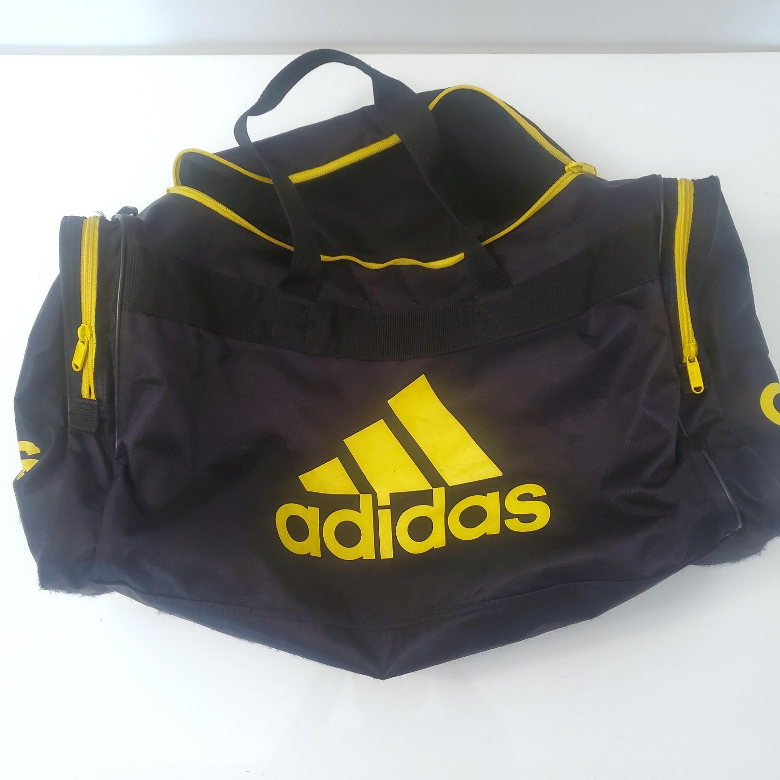 Adidas Shoulder Duffel Bag Black and Yellow Big Logo 24 In Wide