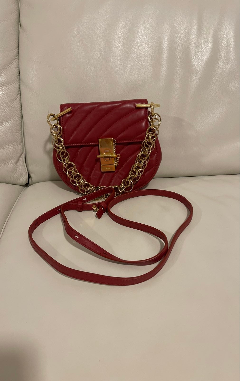 Chloe red chew bag gold chain