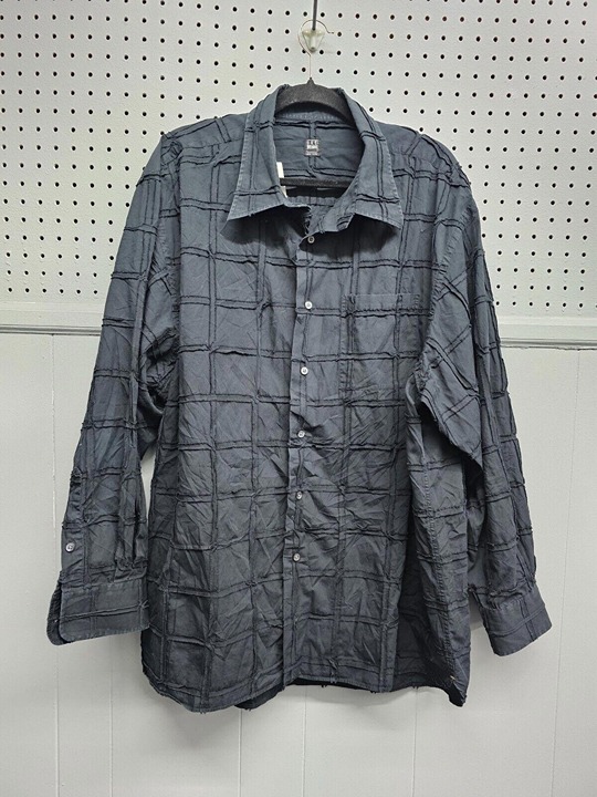 Ike Behar NY textured Long-Sleeve Button-Down Shirt Men's 2XL (Black)