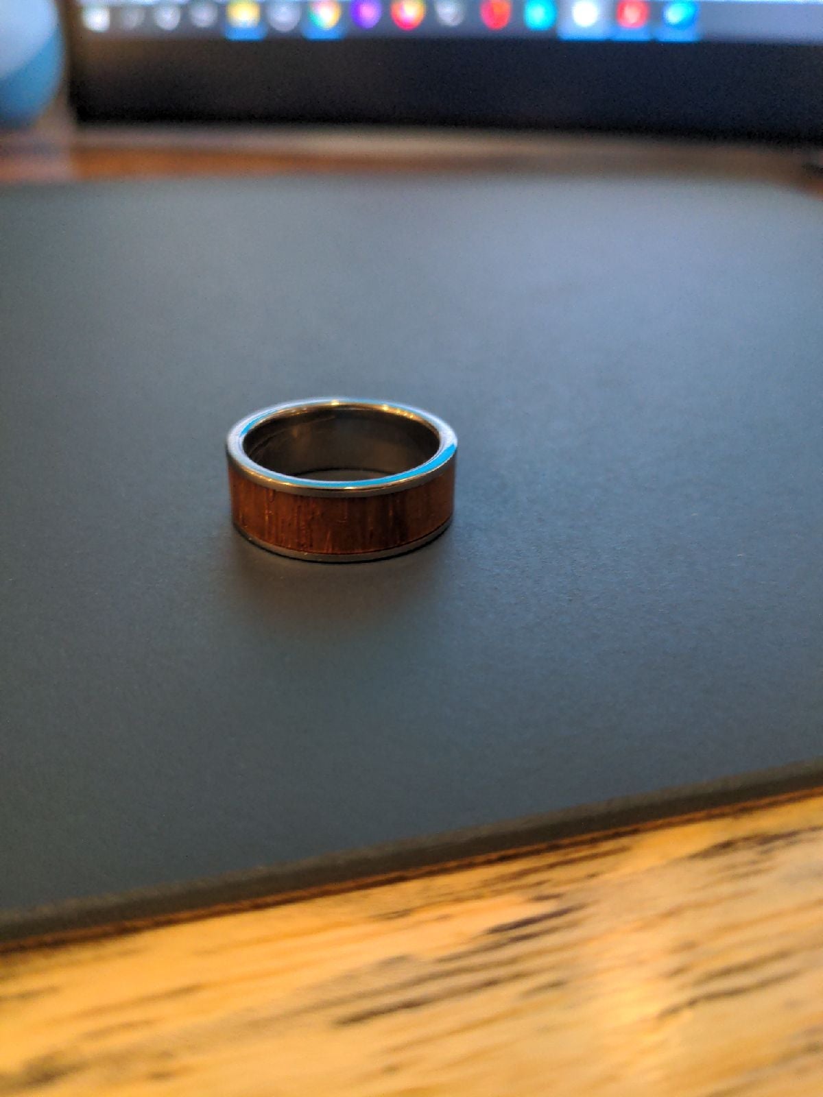 Men's size 10 Koa wood and Titanium ring