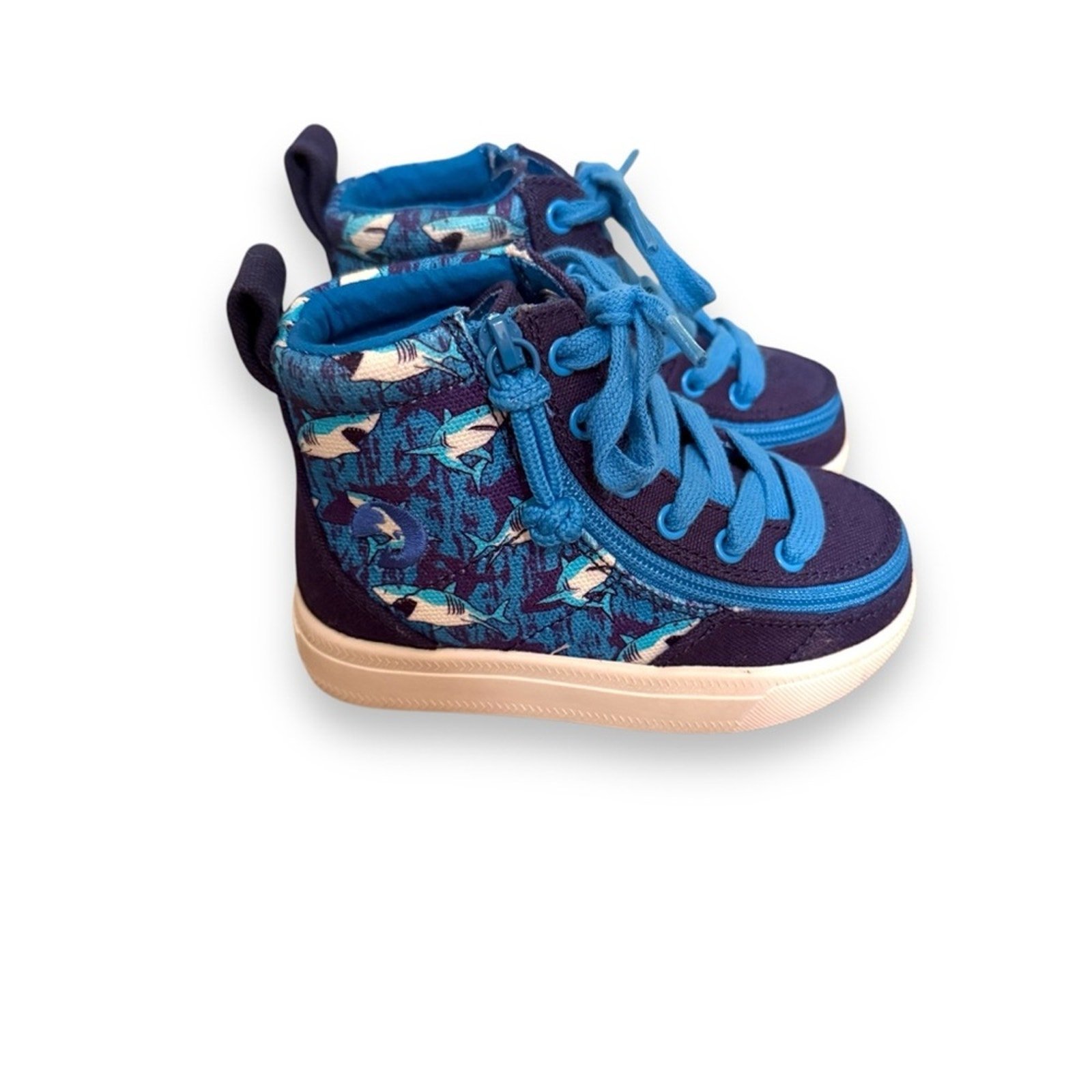 Billy Blue Sharks Classic Lace Up Zipper High Top Sneakers Sz 6 NEW