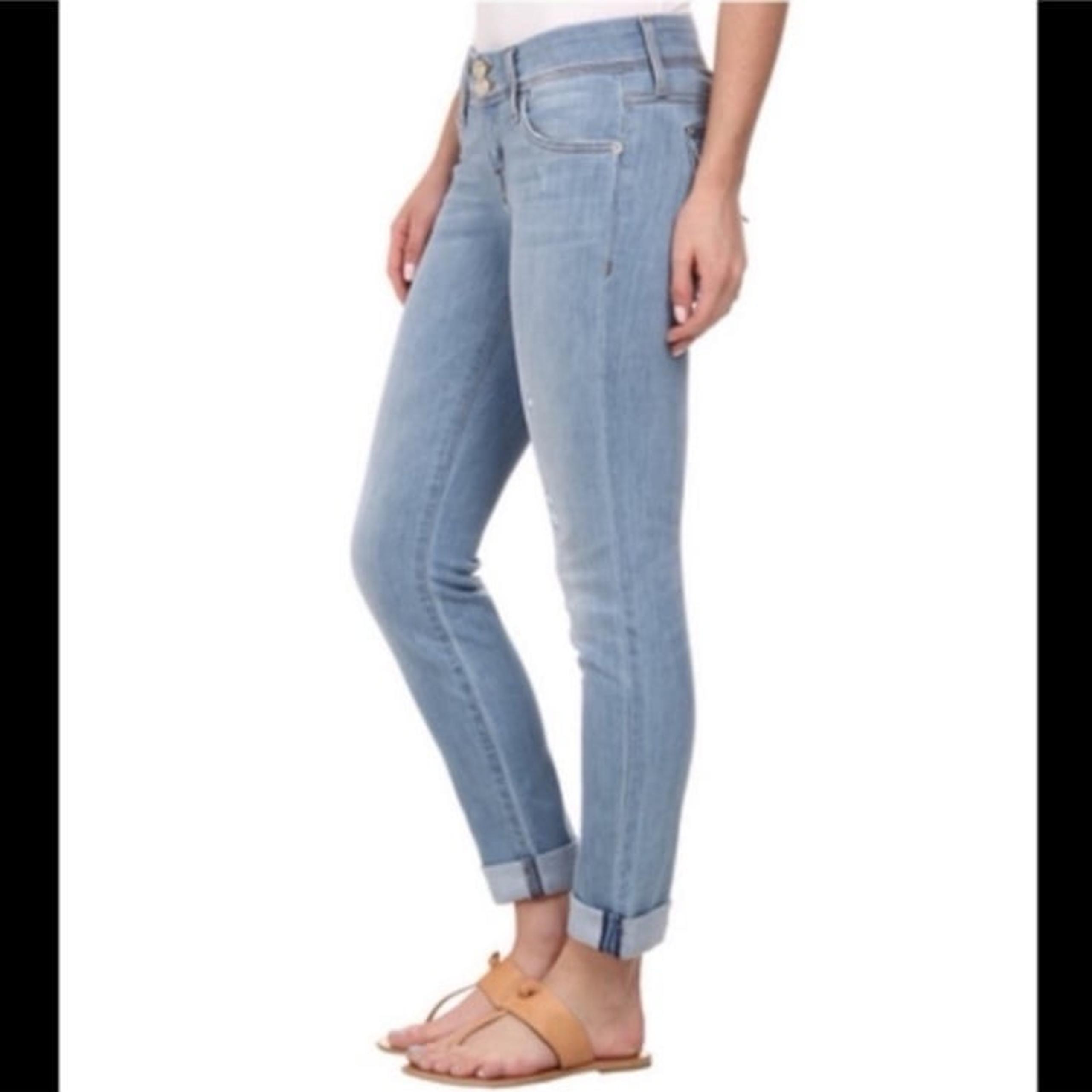 Hudson Women’s “Runway Jean” Ginny Straight Ankle w/ Cuff Sz 25 light blue wash