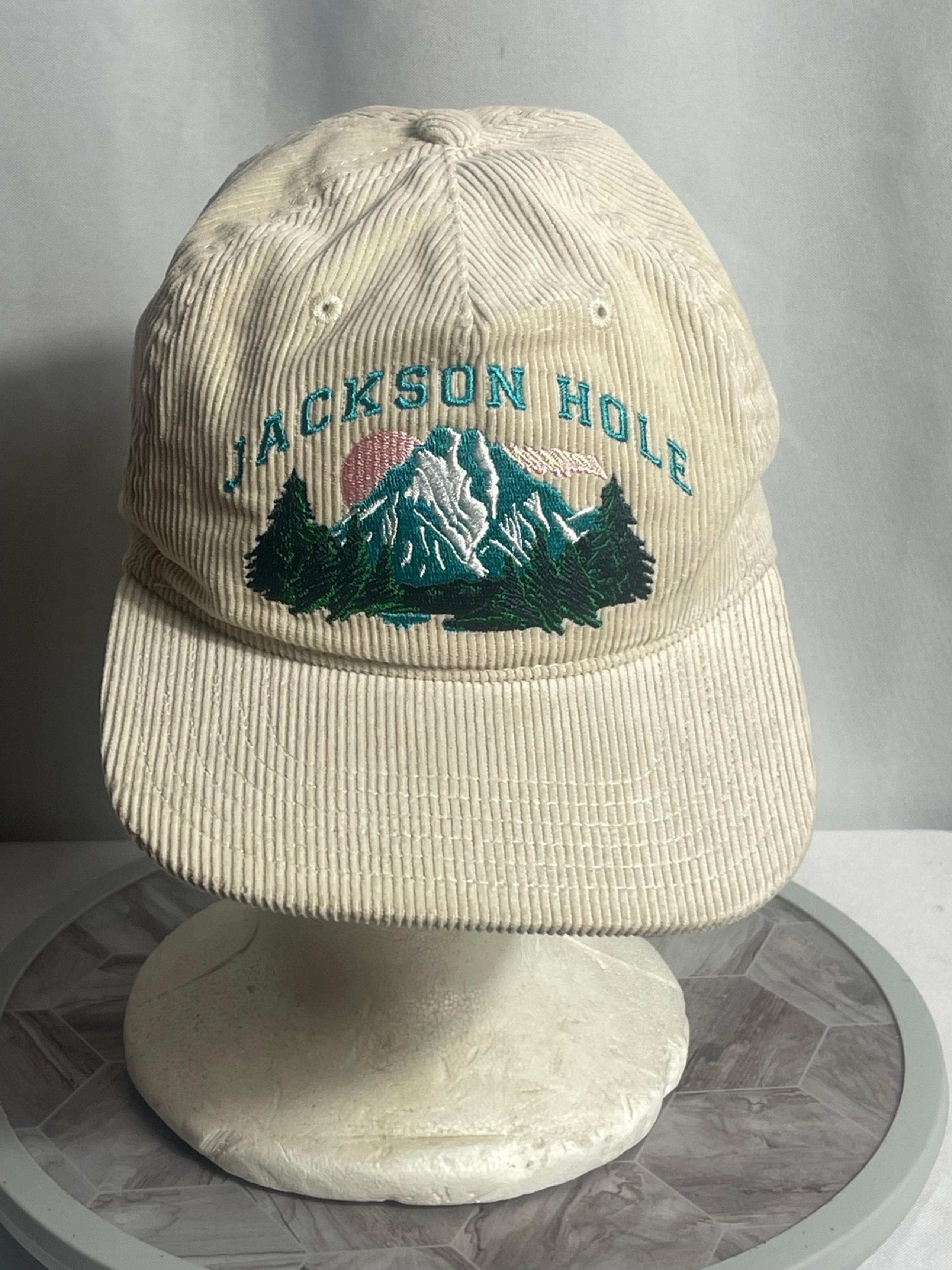 Mighty Fine Jackson Hole Cream Corduroy Cap Embroidered Hat Snapback